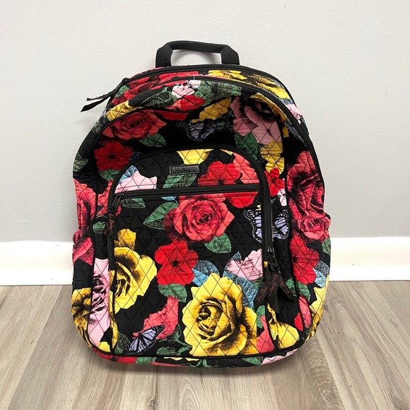 Vera Bradley Handbags - Vera Bradley Backpack OS Havana Rose Floral & Butterfly Quilted Campus Tech